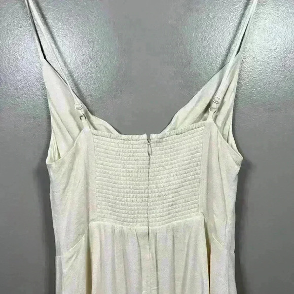 ARITZIA Cowl Neck Strappy A Line Mini Slip Dress White Cream Smocked Back  M - Picture 7 of 10